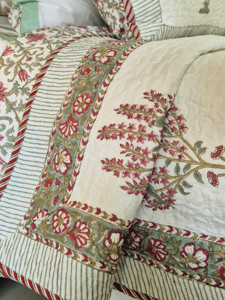 Iris Dawn Hand Blocked Quilted Bedcover
