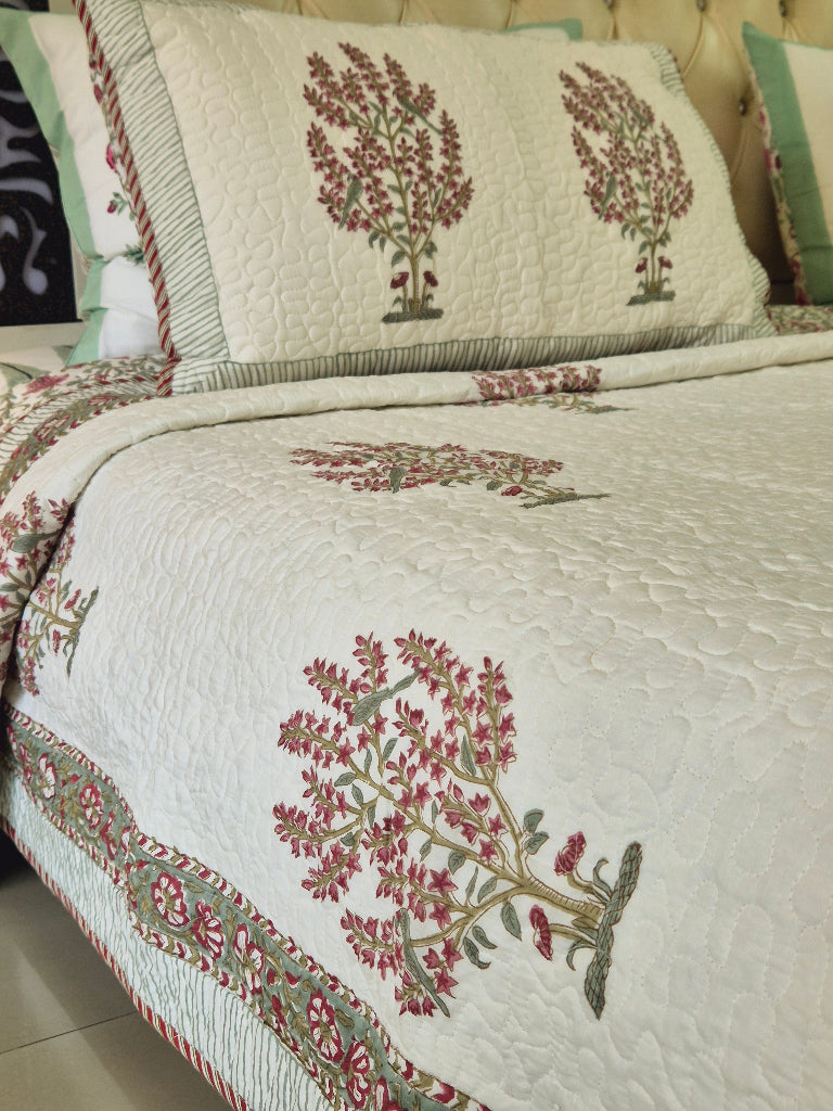 Iris Dawn Hand Blocked Quilted Bedcover