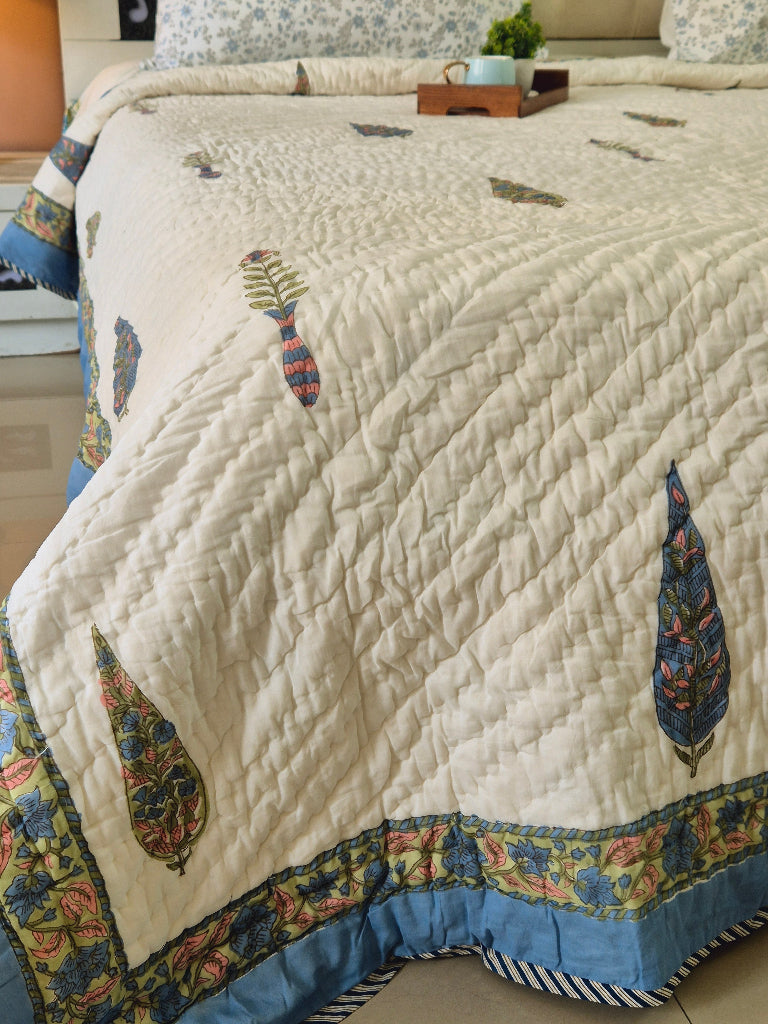 Cypress Bloom Single Hand-blocked Quilt