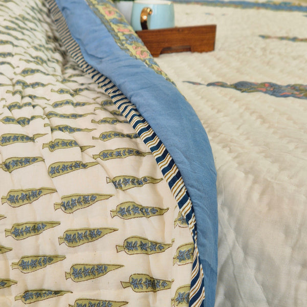 Cypress Bloom Single Hand-blocked Quilt