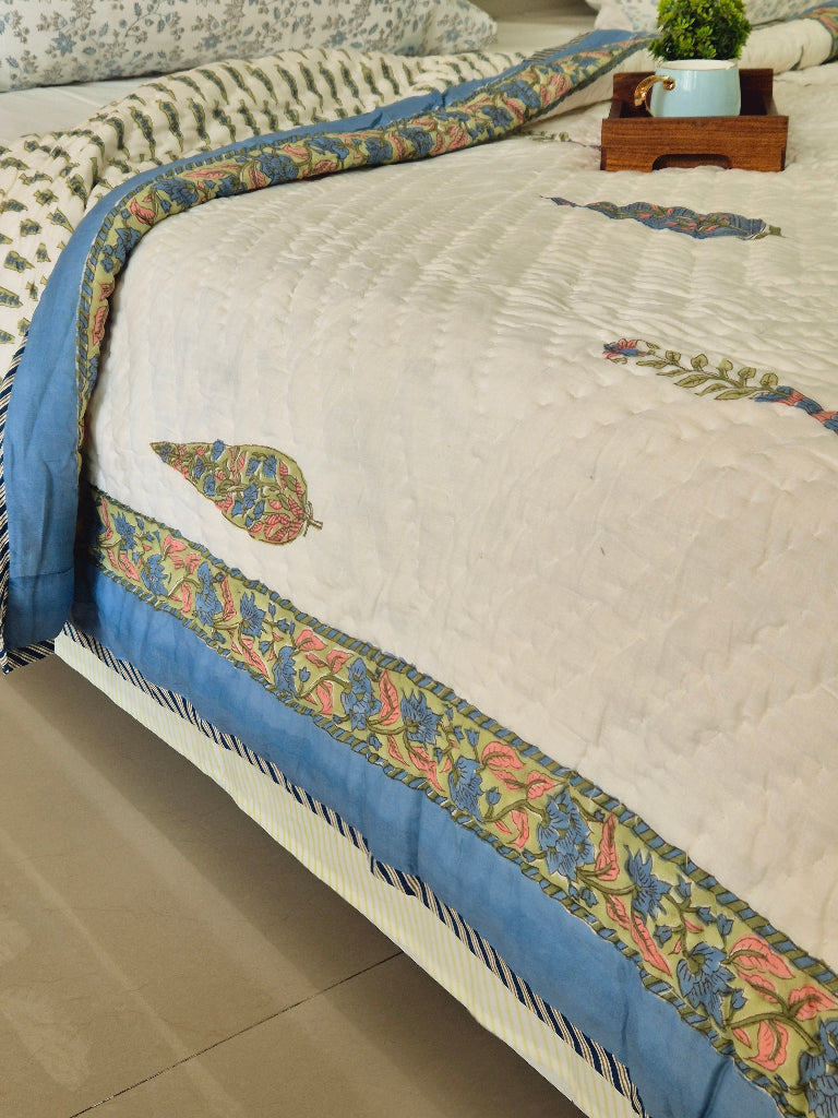 Cypress Bloom Single Hand-blocked Quilt