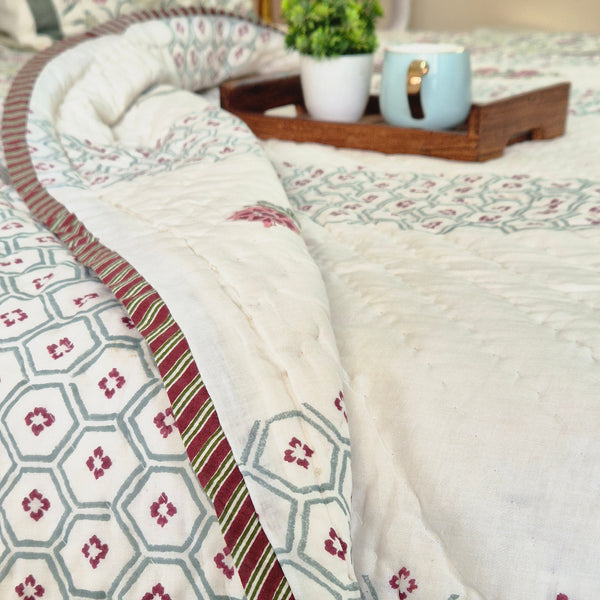 Floral Bloom Single Hand-blocked Quilt