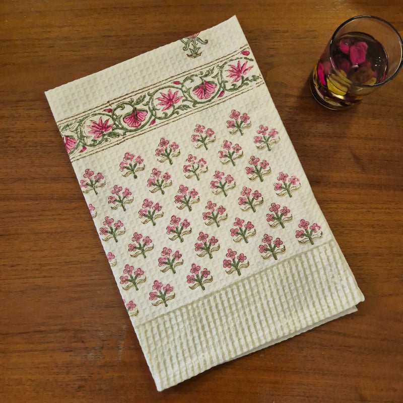 Floral Buti Hand Blocked Hand Towel