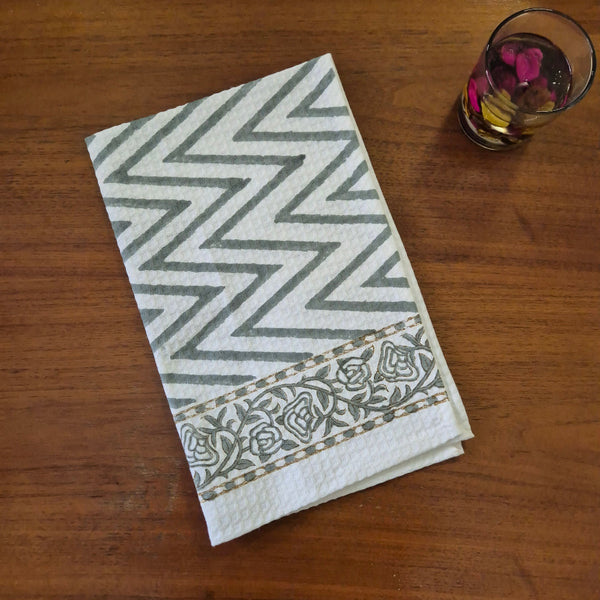 Zigzag Pattern Hand Blocked Hand Towel