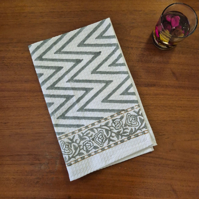 Zigzag Pattern Hand Blocked Hand Towel