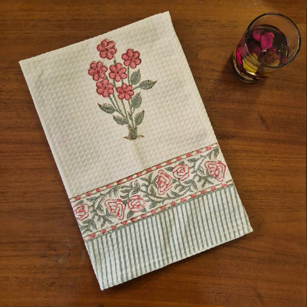 Flower Buta Hand Blocked Hand Towel