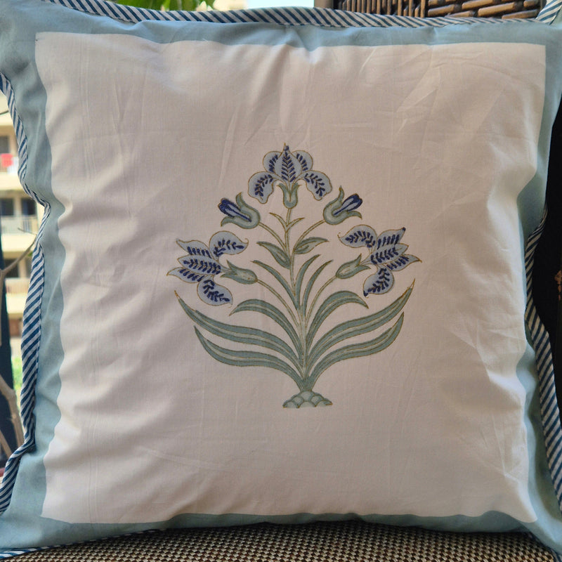 Guldasta Motif Hand Blocked Cushion Cover