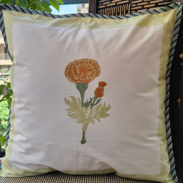 Marigold Love Hand Blocked Cushion Cover