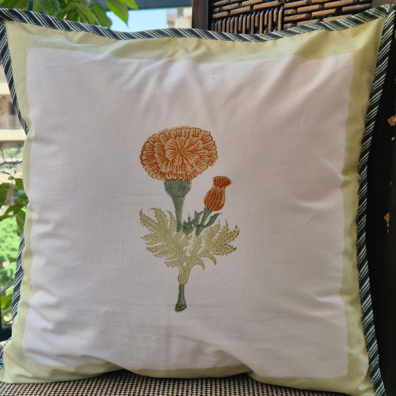 Marigold Love Hand Blocked Cushion Cover