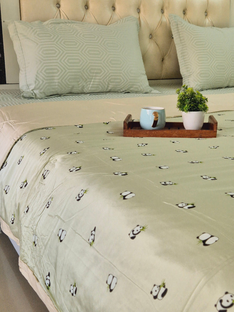 Panda Love Double Comforter (Green Base)