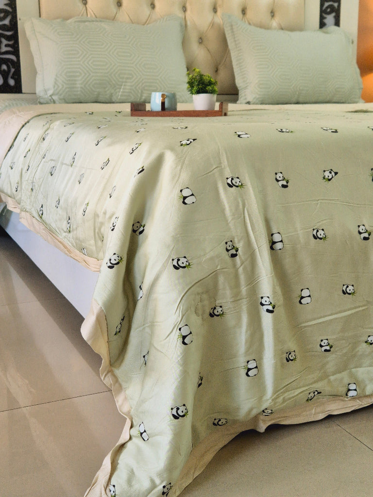 Panda Love Double Comforter (Green Base)