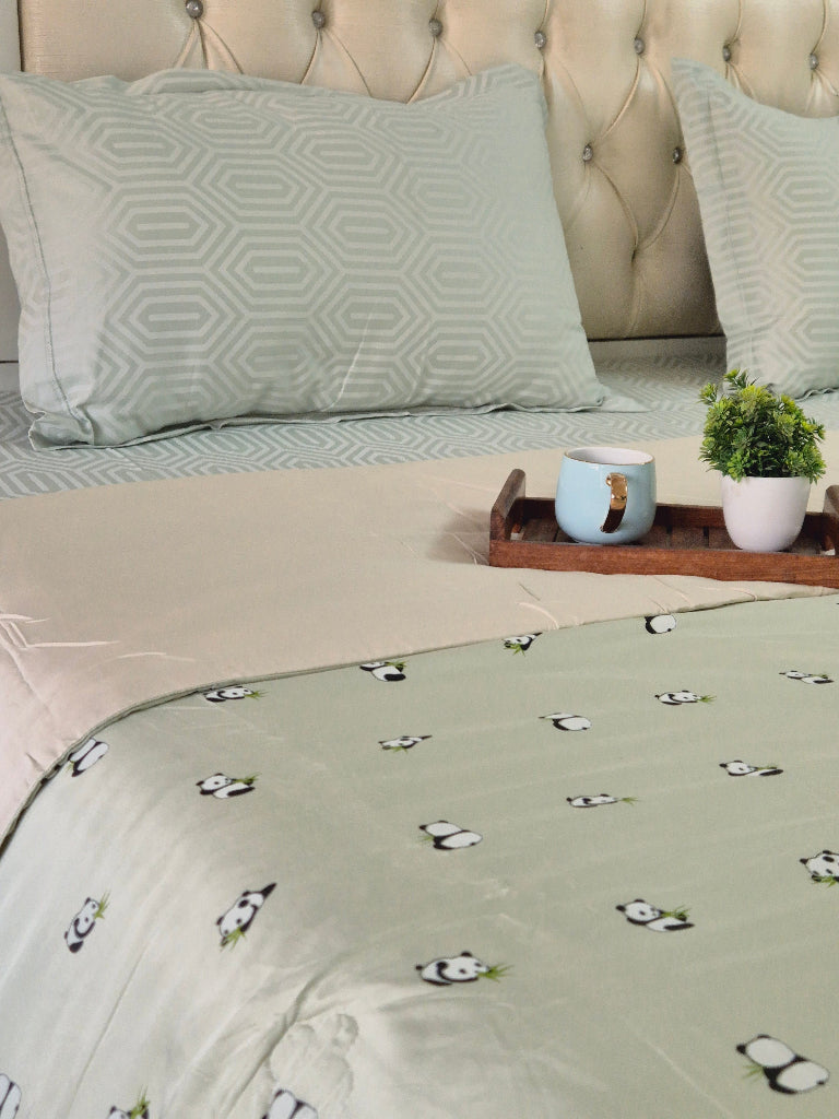 Panda Love Double Comforter (Green Base)
