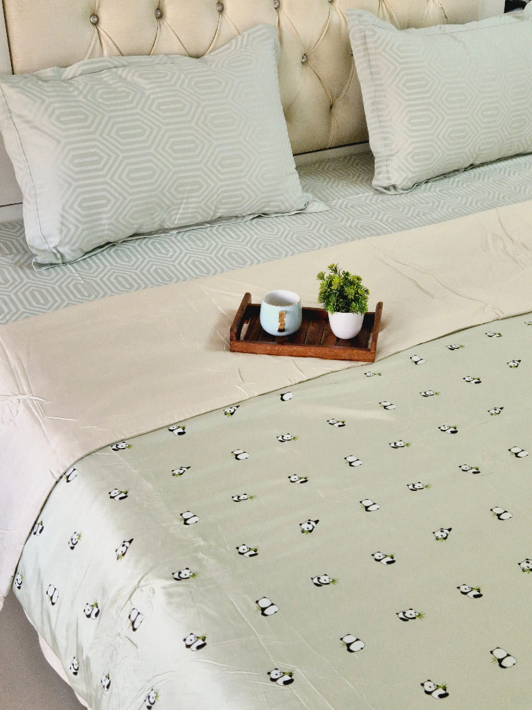 Panda Love Double Comforter (Green Base)