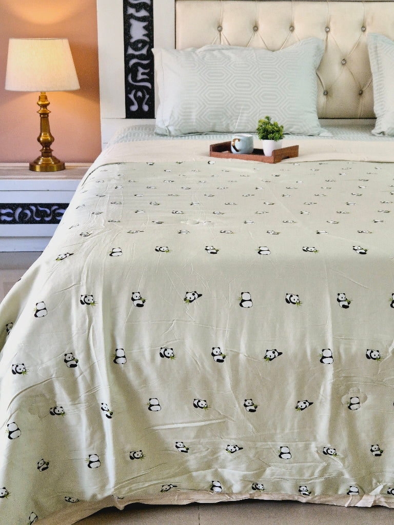 Panda Love Double Comforter (Green Base)