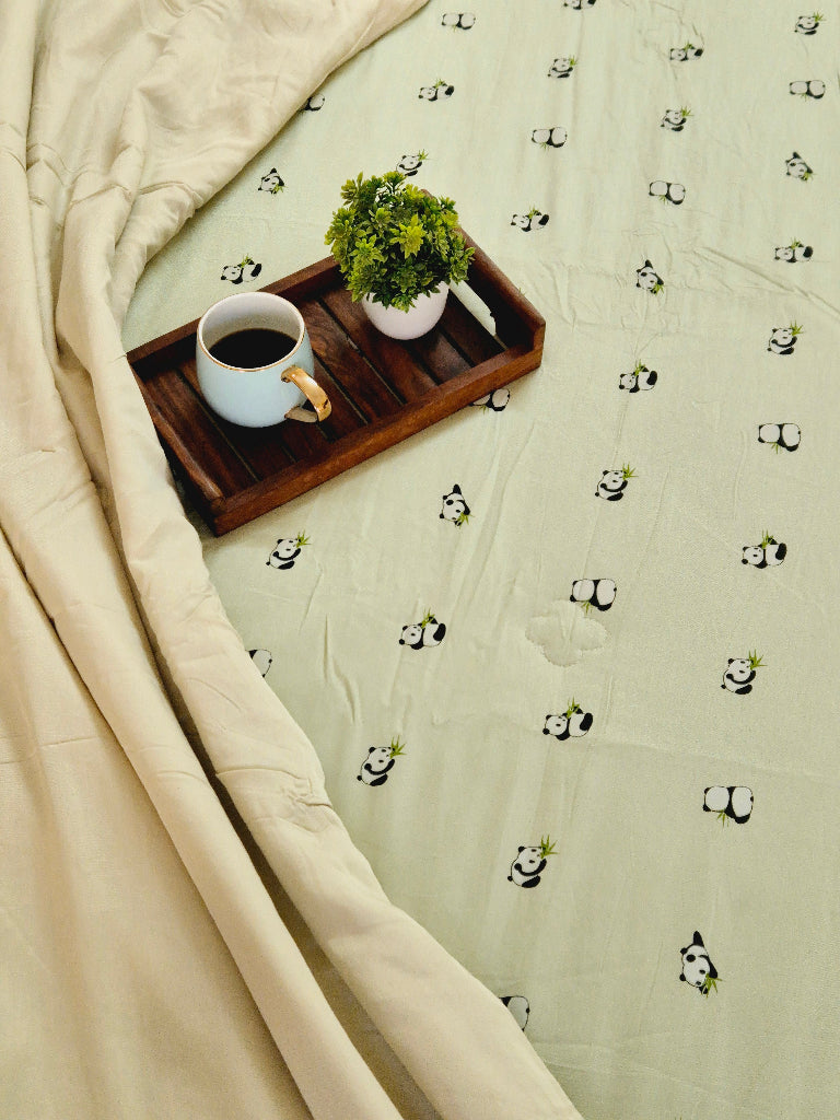 Panda Love Double Comforter (Green Base)
