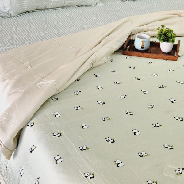 Panda Love Double Comforter (Green Base)
