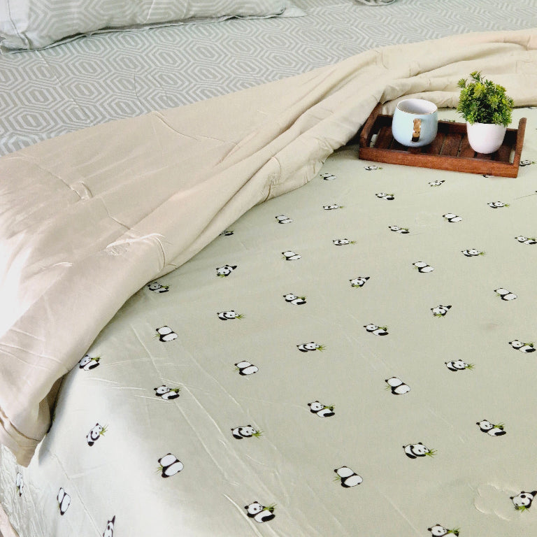 Panda Love Double Comforter (Green Base)
