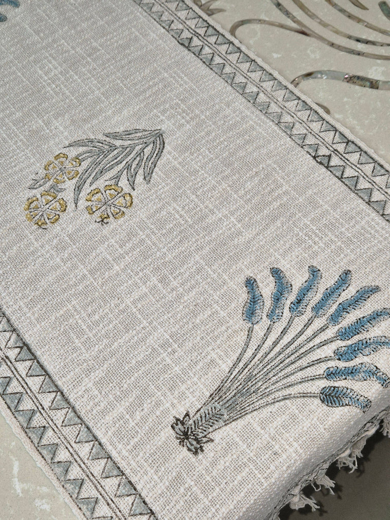 Feather Love Hand Blocked Jute Table Runner
