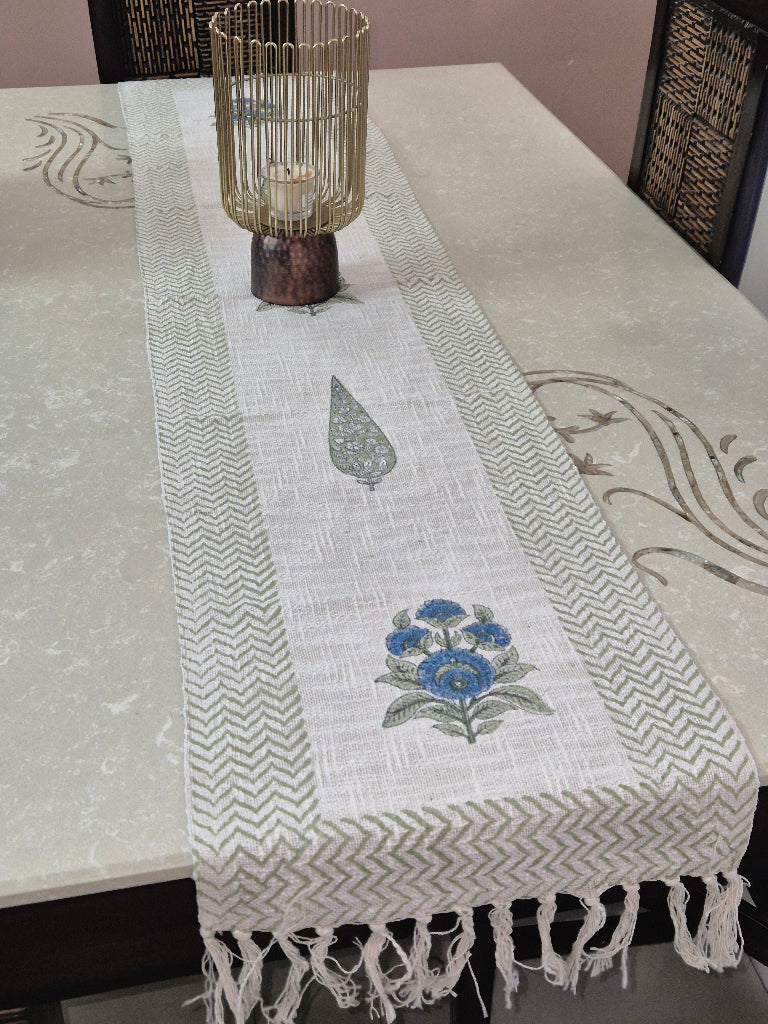 Cypress Magic Hand Blocked Jute Table Runner