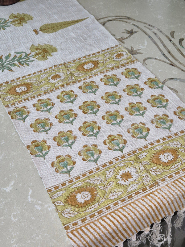 Garden Beauty Hand Blocked Jute Table Runner