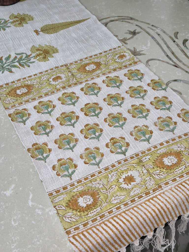 Garden Beauty Hand Blocked Jute Table Runner