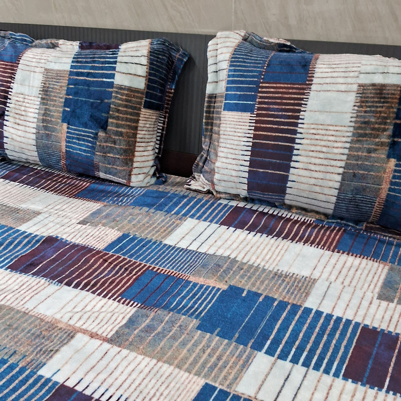 Multicolor Striped Print Warm Bedsheet