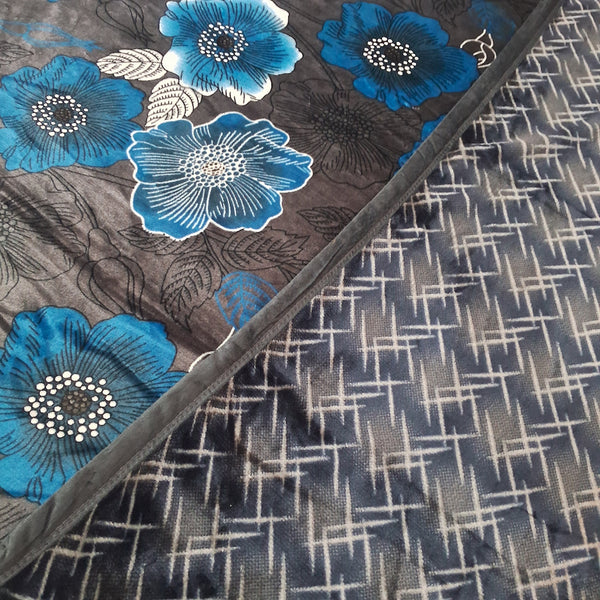 Brown and Blue Florals - Single Warm and Reversible Duvet Cover