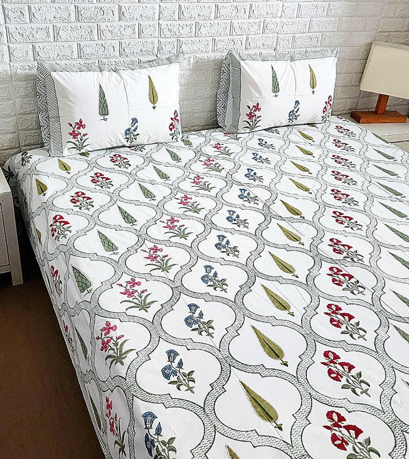 Jaal Print Hand-Blocked Bed Sheet