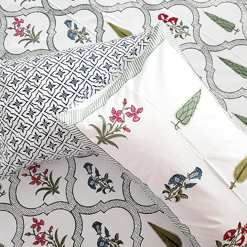 Jaal Print Hand-Blocked Bed Sheet