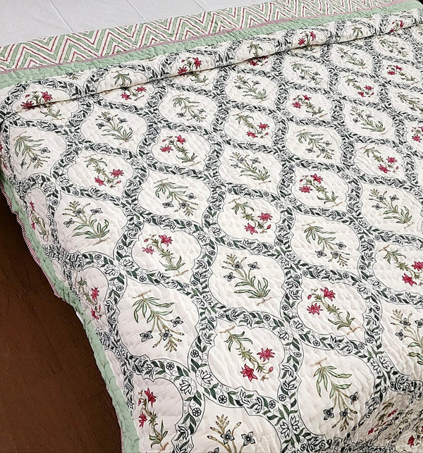 Block Print Cotton Rajai Blanket - The Motif