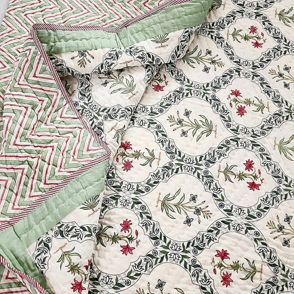 Block Print Cotton Rajai Blanket - The Motif