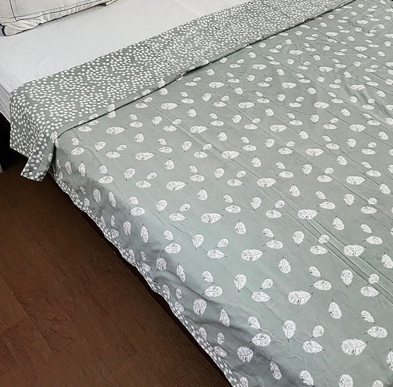White Beauty Leaf Print Cotton Dohar