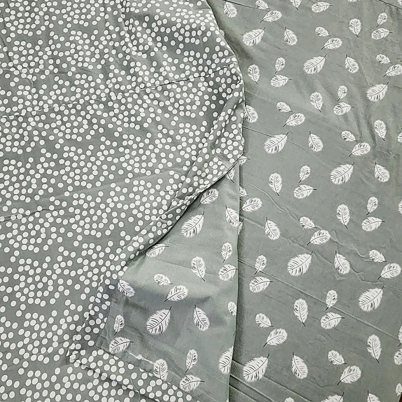 White Beauty Leaf Print Cotton Dohar