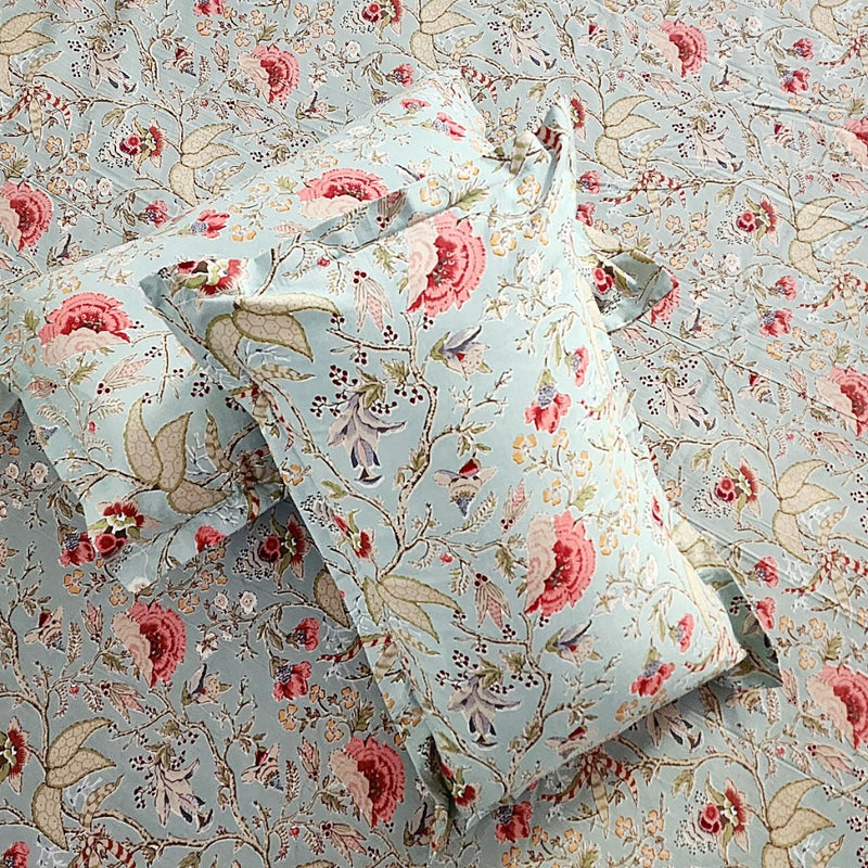 Grey Floral Pattern Printed Bedsheet