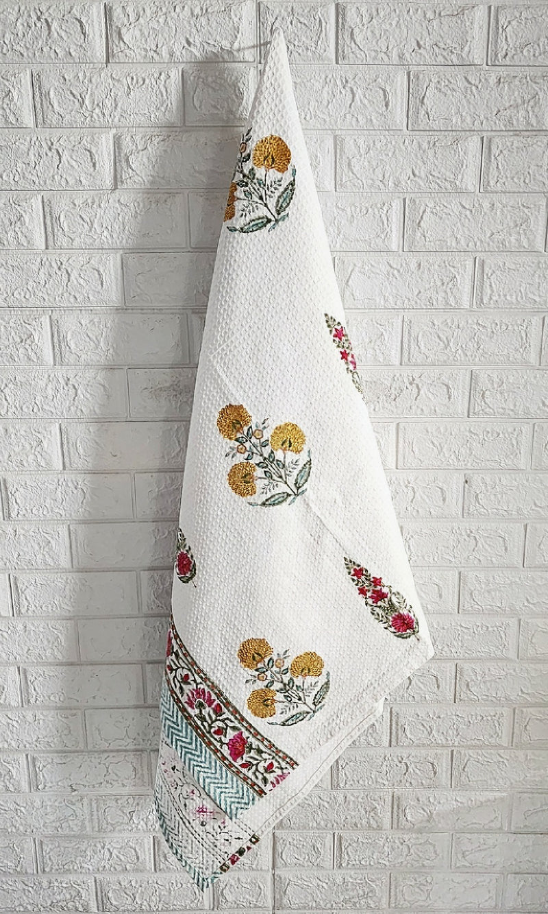 Floral Buta Love Hand Blocked Towel