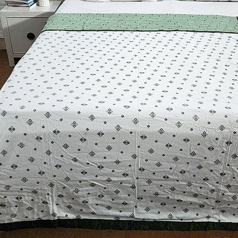 Itsy Bitsy Floral Print Green Shade Single Hand Blocked Dohar