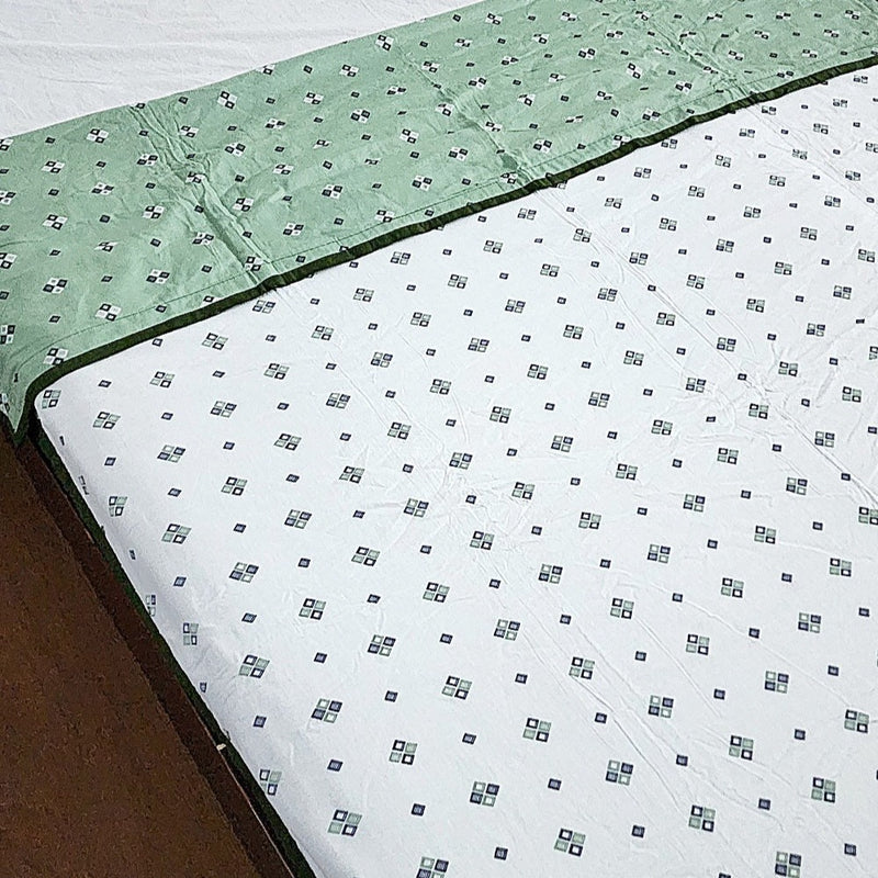 Itsy Bitsy Floral Print Green Shade Single Hand Blocked Dohar