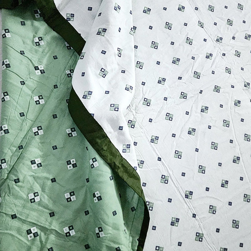 Itsy Bitsy Floral Print Green Shade Single Hand Blocked Dohar