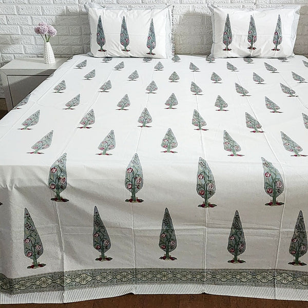 Block Print Bed Sheet - Cypress Beauty