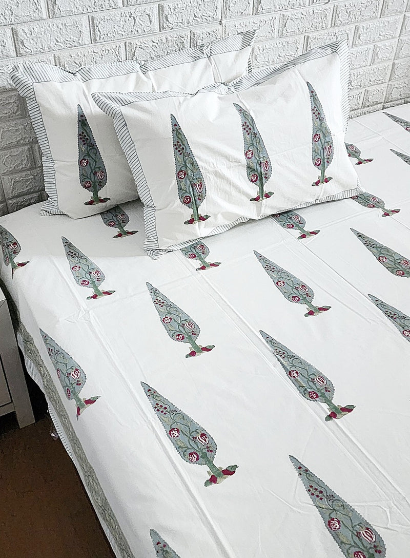 Block Print Bed Sheet - Cypress Beauty