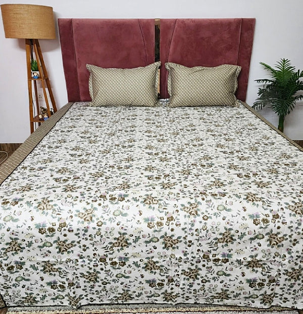 Florals with Check Cotton Bedsheet
