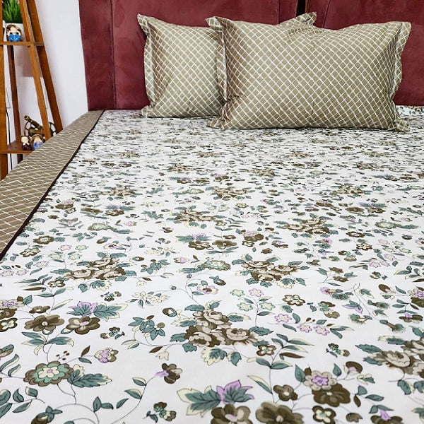 Florals with Check Cotton Bedsheet