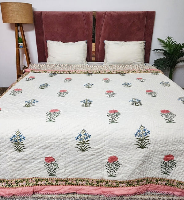 Floral Ensemble Hand Blocked Quilt