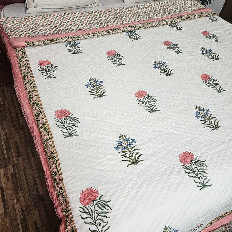Floral Ensemble Hand Blocked Quilt