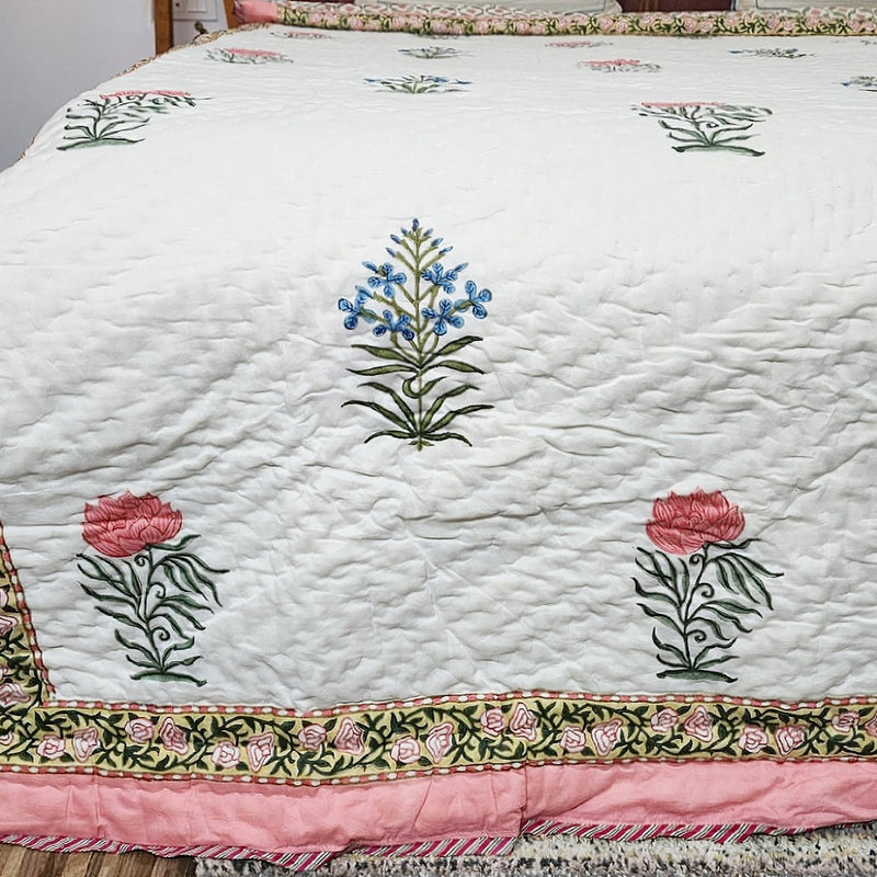 Floral Ensemble Hand Blocked Quilt