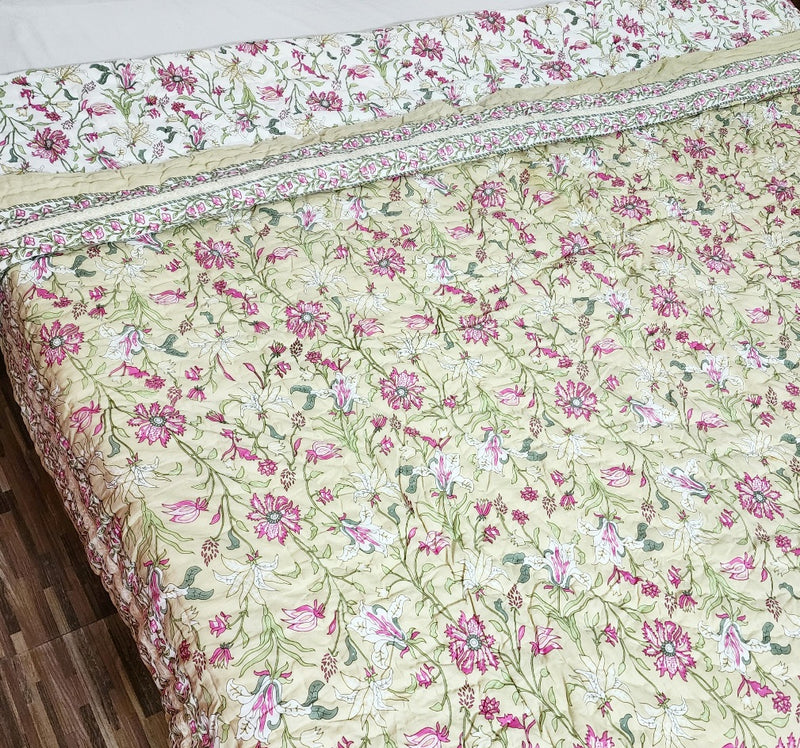 Floral Beauty Hand Blocked Quilt
