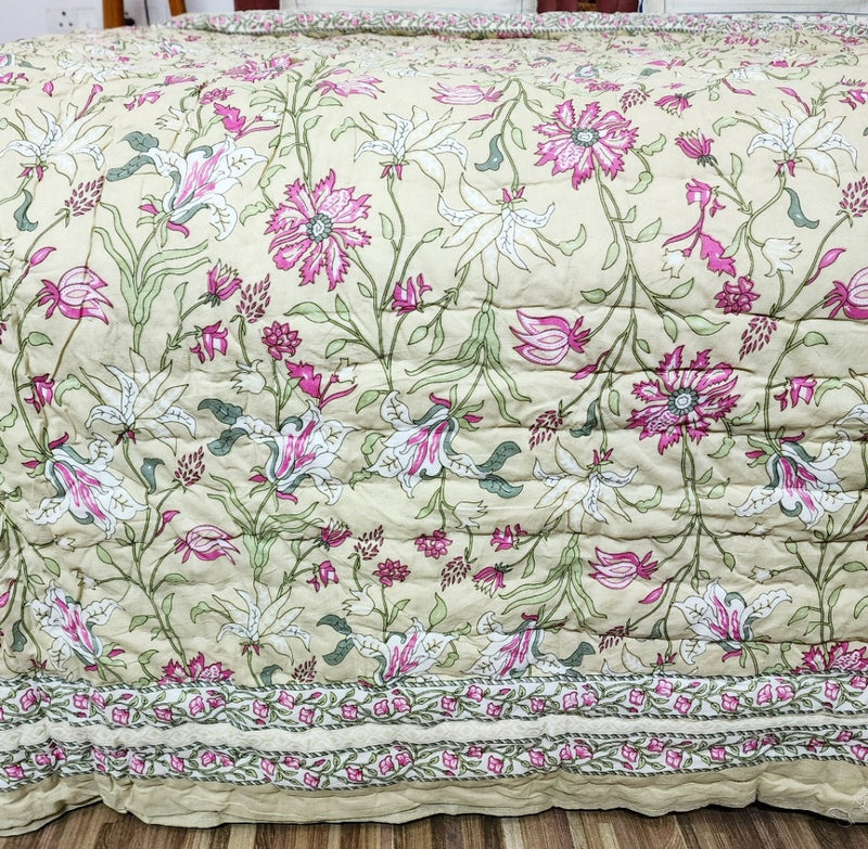 Floral Beauty Hand Blocked Quilt