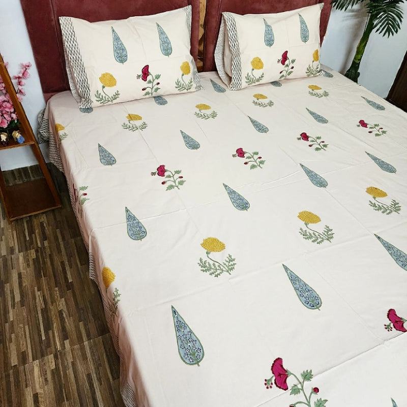 Angelic Beauty Hand Block Bedsheet
