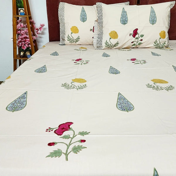 Angelic Beauty Hand Block Bedsheet
