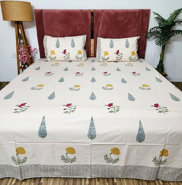 Angelic Beauty Hand Block Bedsheet